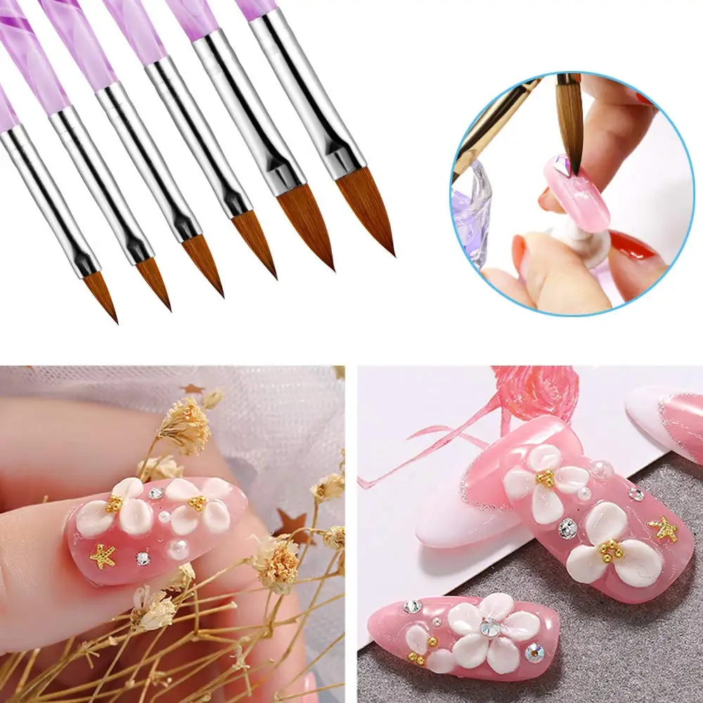Acrylic Nail Brush Set 6/10Pcs Nail Art Brush 3D Nail Engraving Professional Nail Art Design Brush Tool Kit Gel Brush for Nail 4
