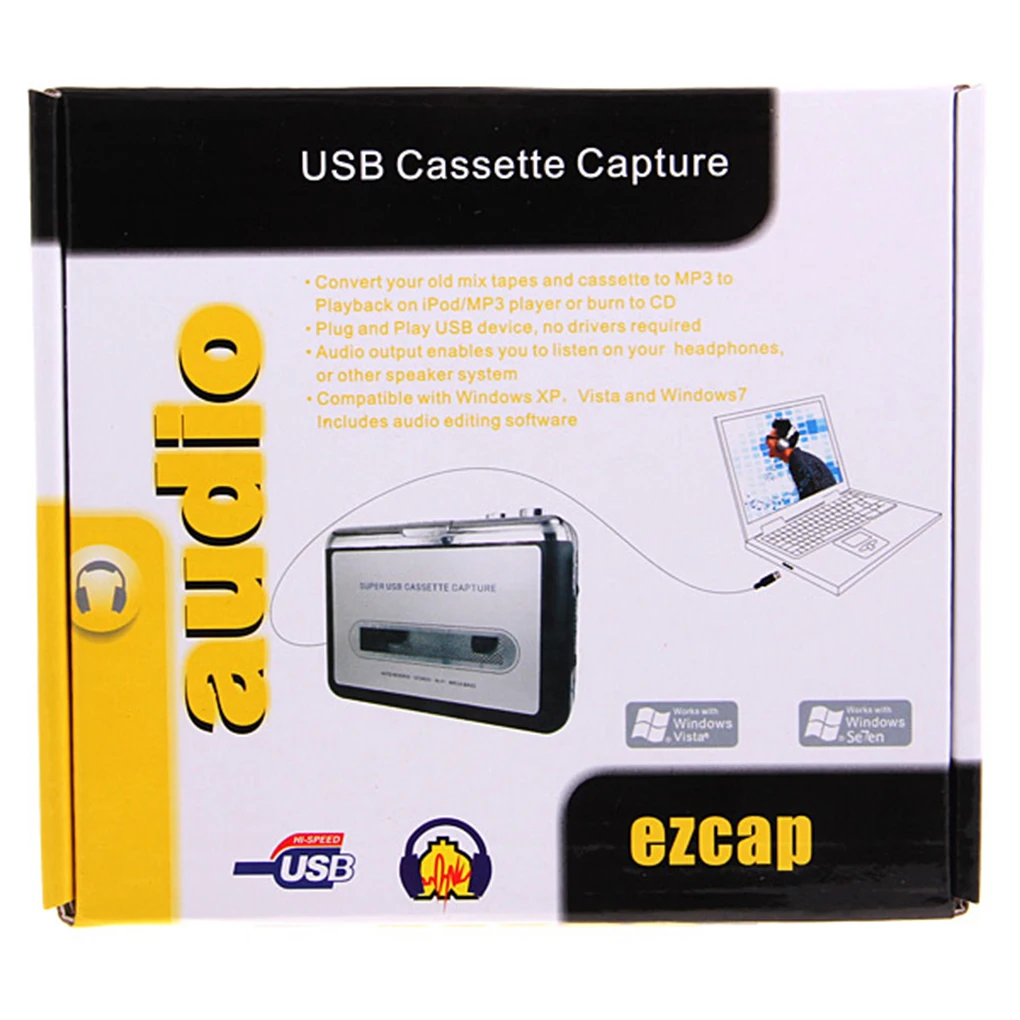 USB Cassette Player Cassette to MP3 Converter Capture Mega Bass Audio Music Player