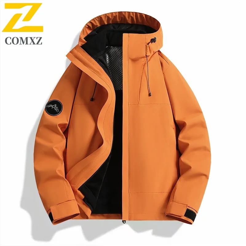 COMXZ Scratch Resistant Coat Lightweight Warm Hooded Outdoor Camping Work Chaqueta Hiking Windproof  Men's Windbreaker Jackets