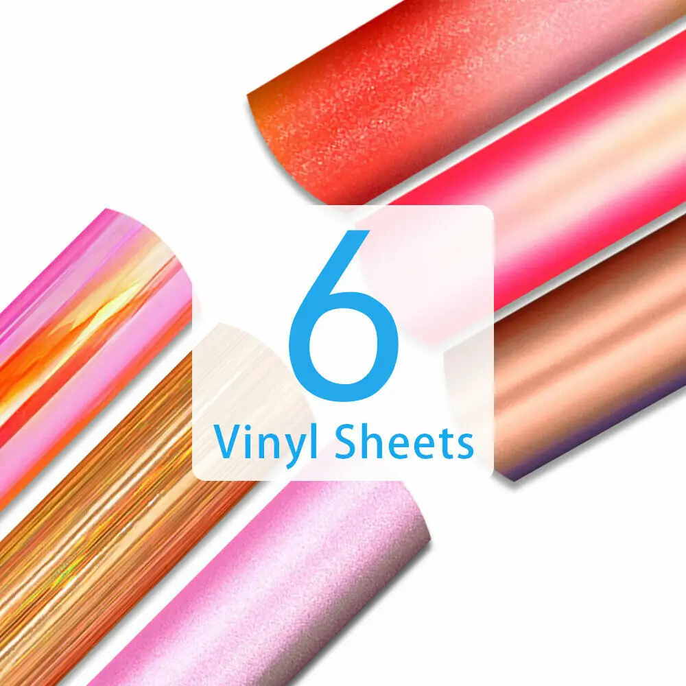 Adhesive Vinyl Film 6 Sheets 12 x 10inch Waterproof Vinyl Pack for Valentine's Day Signs Scrap Booking Mugs Window Decor Cut