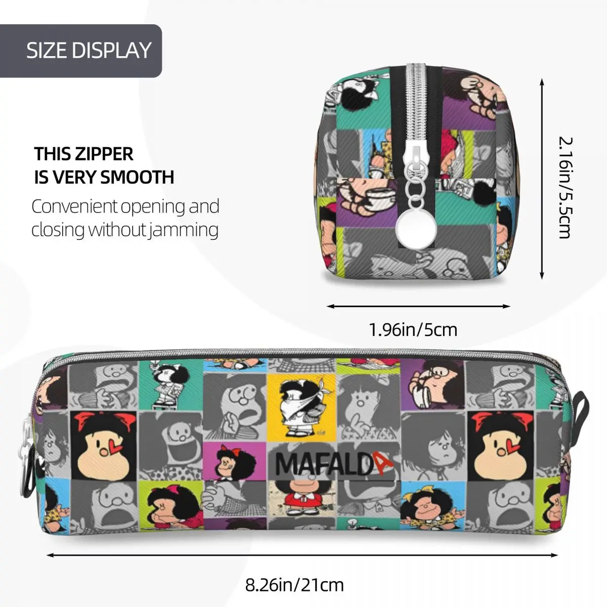 New Mafalda Cartoon Pencil Case Anime Pencilcases Pen for Student Big Capacity Pencil Bags School Supplies Zipper Stationery