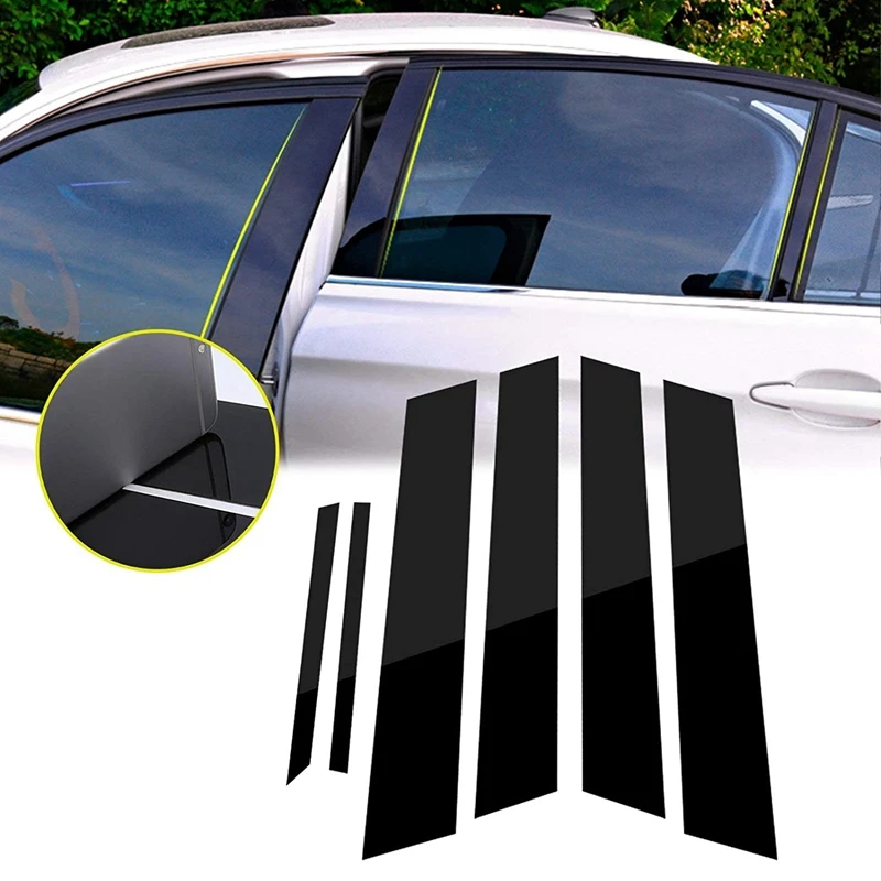 

6 шт., Обложка для стойки окон, для Honda Civic 2006-2011, обшивка боковой двери, глянцевый черный