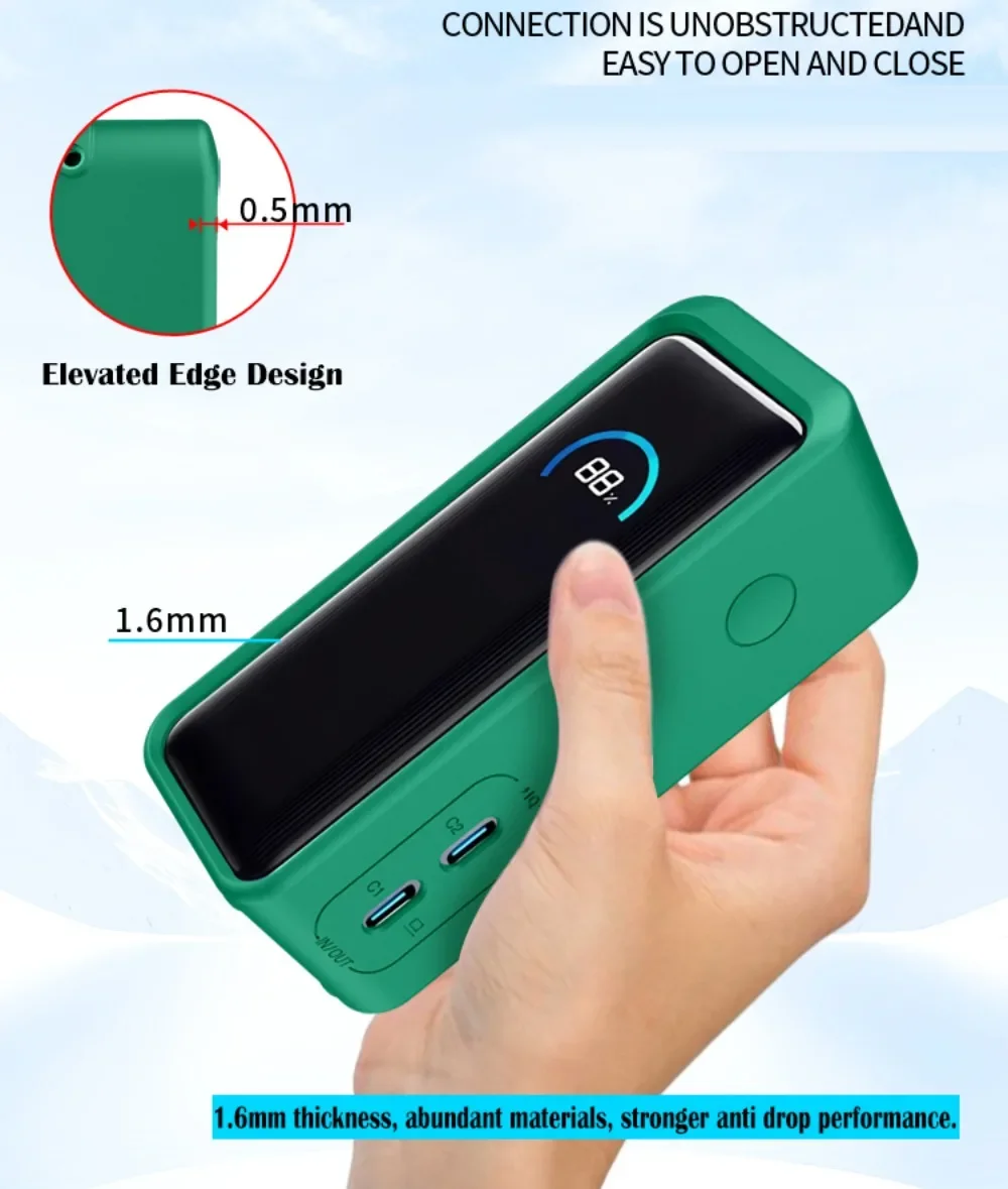 Suitable for Anker Prime 9600mAh 65W Power Bank Silicone Protective Case Dustproof Soft Power Supply Cover Shockproof Anti-drop