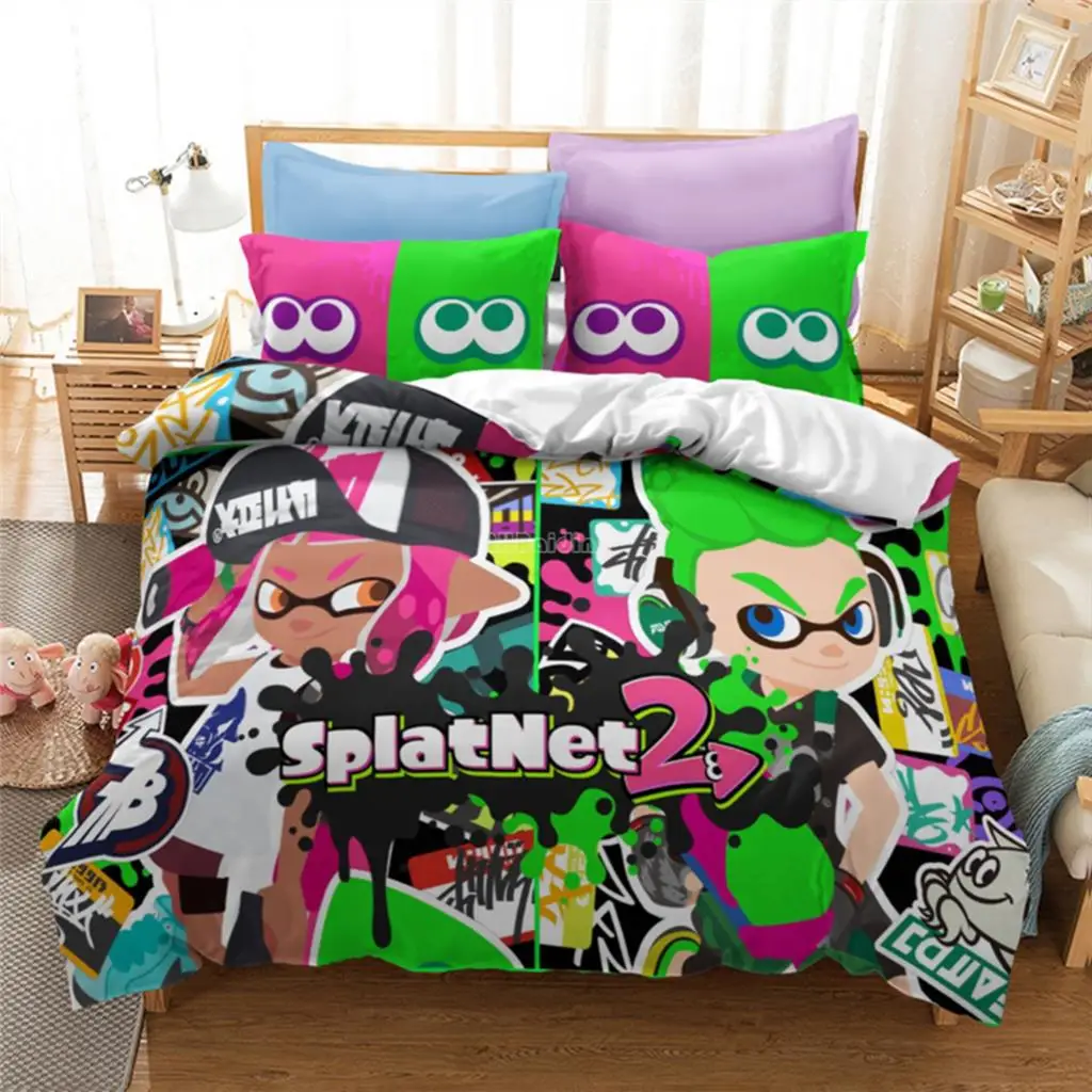 

Popular Splatoon 2 3d Bedding Set Queen King Single Double Duvet Cover Set Pillowcase Children Cartoon Quilt/Blanket Cover Sets