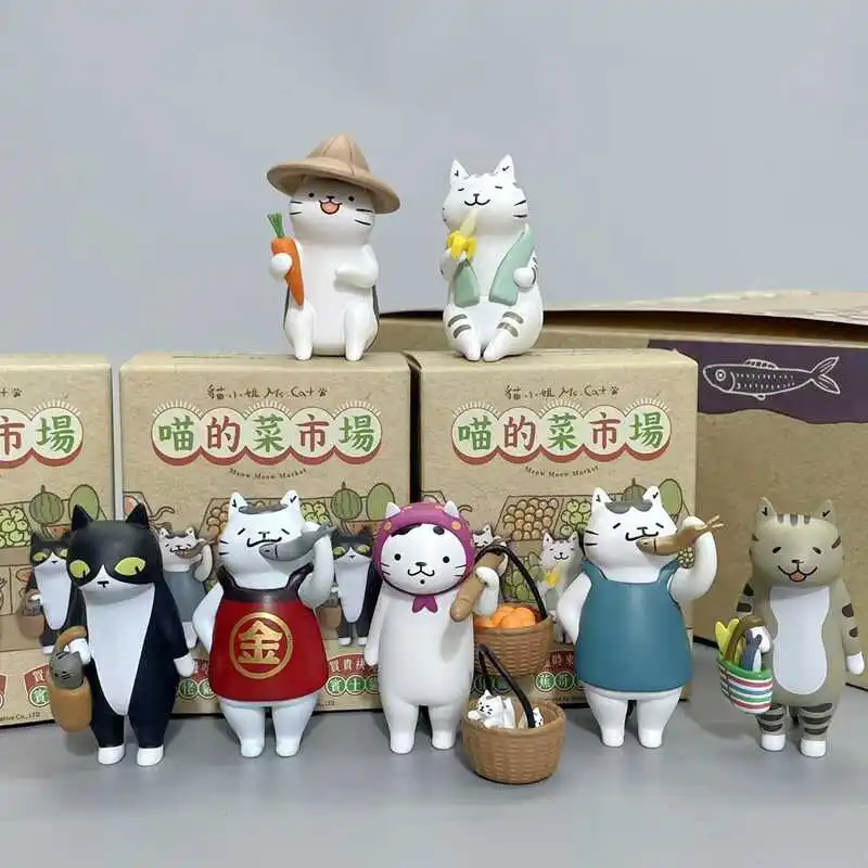 Cartoon Mofusand Meow's Vegetable Market Series Blind Box Ornamento da Scrivania Espositore da Finestra Bambola Carina Scatola Misteriosa Regali a Sorpresa - immagine 3