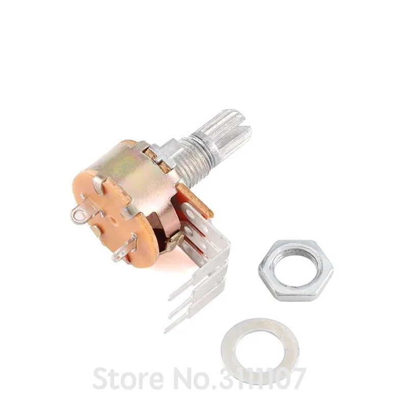 5PCS/LOT WH148 3pin With Switch 15MM Bend Foot 5K 10K 20K 50K 100K 500K B5K B10K B20K B100K B500K Potentiometer