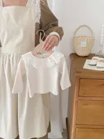 2024 Autumn New Baby Long Sleeve T Shirts Cute Sweet Baby Girl Ruffle Collar Bottoming Shirt Cotton Infant Toddler Solid Tops 3