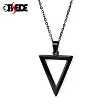 Trendy Triangle Pendant Necklace for Men Women Vintage Punk Fashion Geometric Male Stainless Steel Chain Necklace