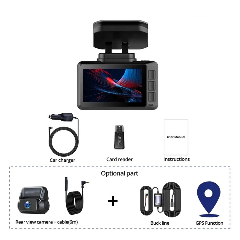 4K  ķ HD ڵ DVR, IPS 24 ð      ķ, GPS  ߰ ð  ġ, ĸ ī޶ , 2.45 ġ