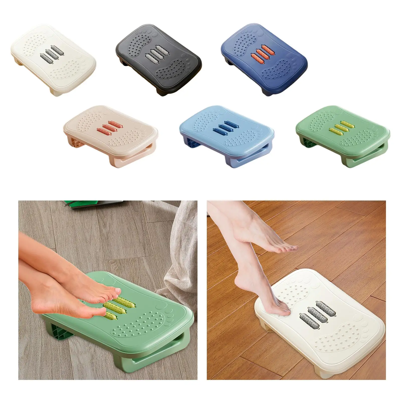 Foot Rest Under Desk Leg Rest with Roller Massage Foot Nursing Stool Foot Stool for Car Computer Desk Women Men Living Room Home