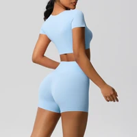 Workout Sportswear 2Pcs Piece Female Women Active Wear Sports Tank Top Women Gym Workout Leggins Booty Bum Leggins - Image 4