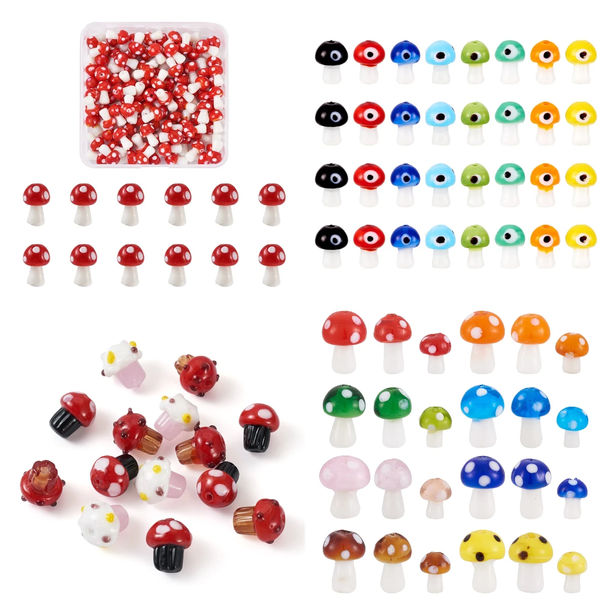 

18-100pcs Lampwork Mushroom Beads Colourful Loose Spacer Beads for Bracelet Necklace Earrings DIY Jewelry Making Accessories