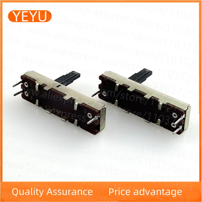2PCS 35mm 3-pin Single Straight Slide Potentiometer A10K Stroke 20mm Mixer Fader Handle Width 4mm