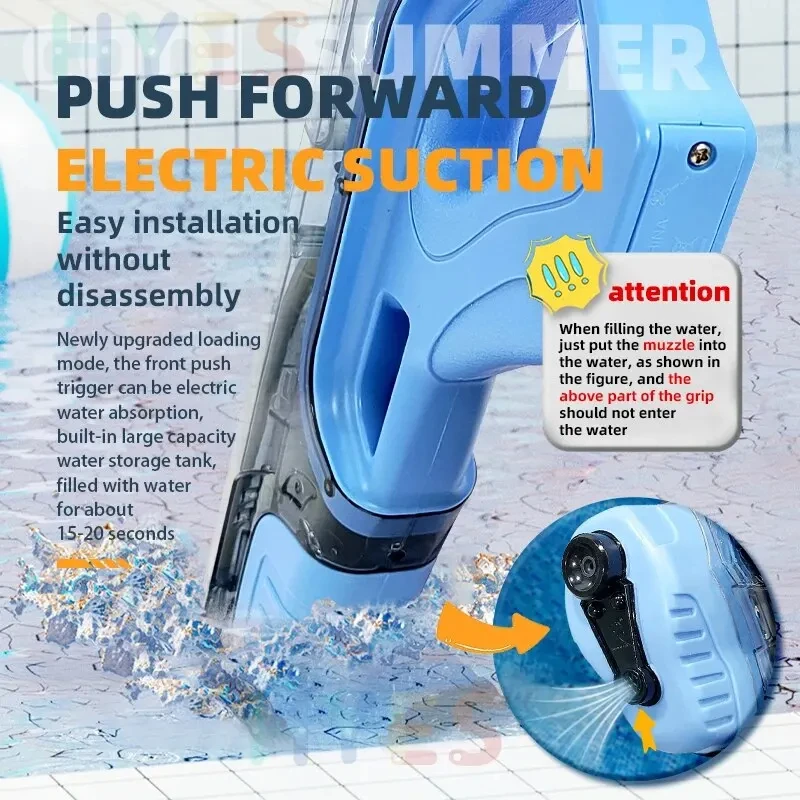 2024 Full Electric Automatic Water Storage Gun Portable Children Summer Beach Outdoor Fight Fantasy Toys for Boys Kids Game Gift 2