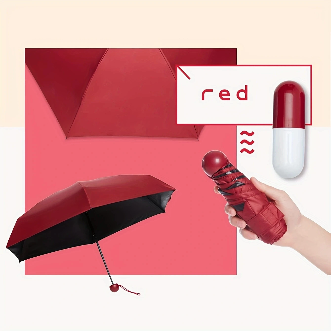 1 piece - Umbrella Capsule Black Gel Sun Protection and UV Protection Sun Umbrella for Women's Sunny and Rainy Use