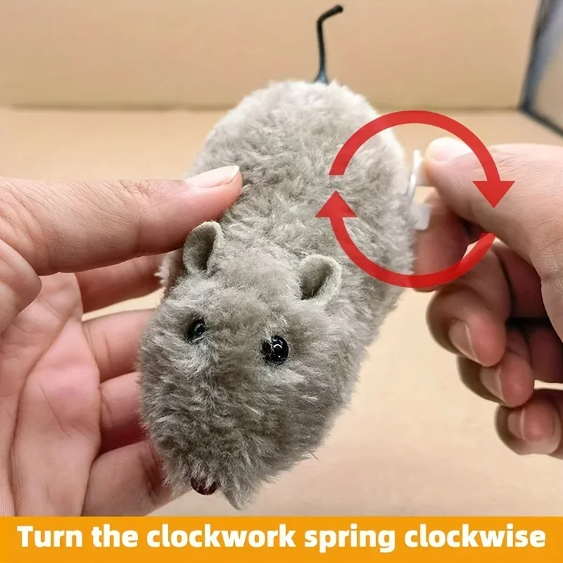 Plush Wind-Up Mouse Toy 1/5pcs For Cats Dogs and Kids Mechanical Moving Animal Toy for Playtime Pranks