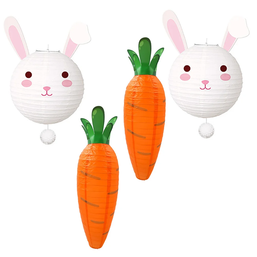 

Easter Party Decor Carrot Bunny Paper Lanterns Pastel Color Hanging Lantern Home Outdoor Yard Tree Easter Hunt Party Supplies