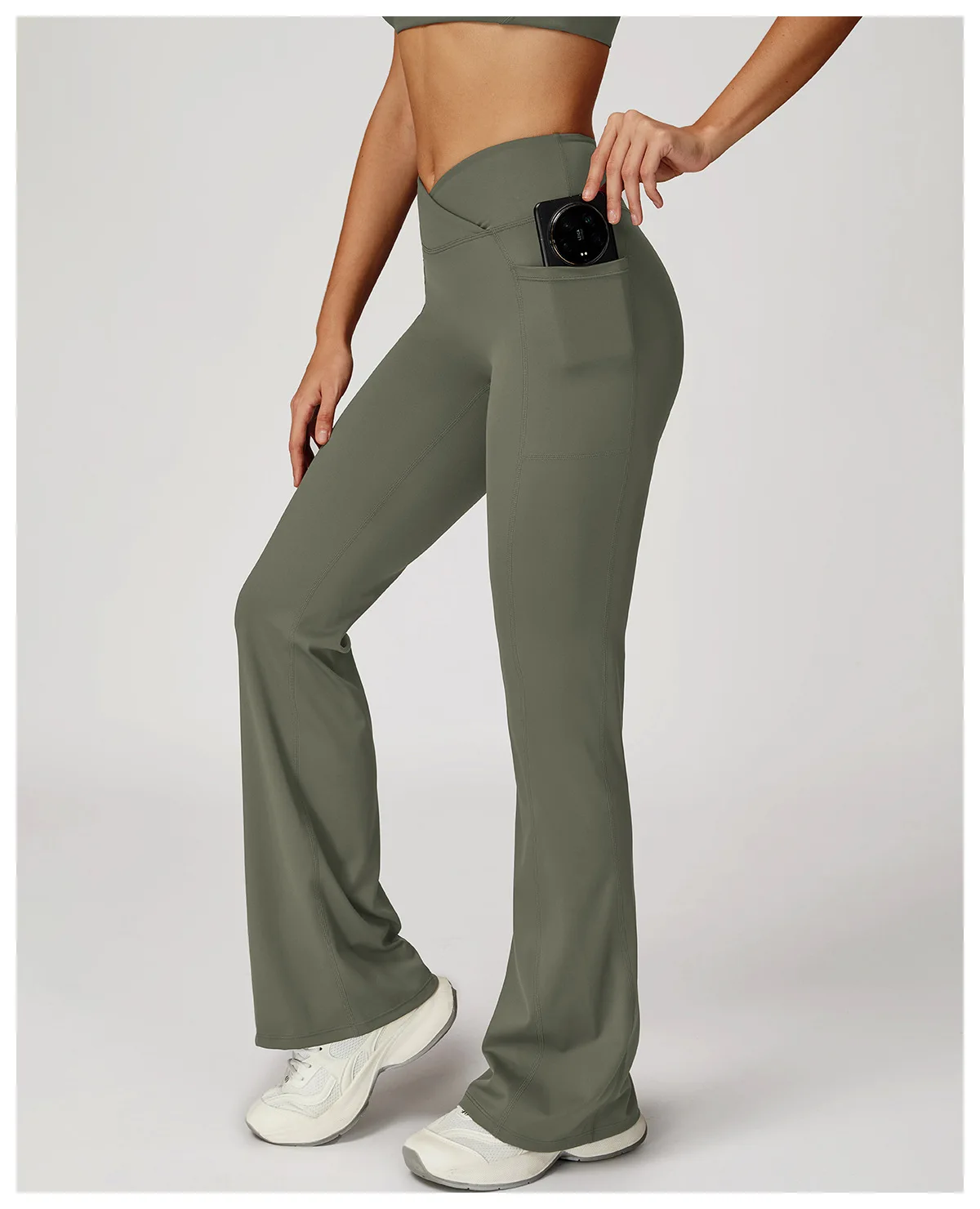 Pantalon Yoga Évasé Taille Haute Femme