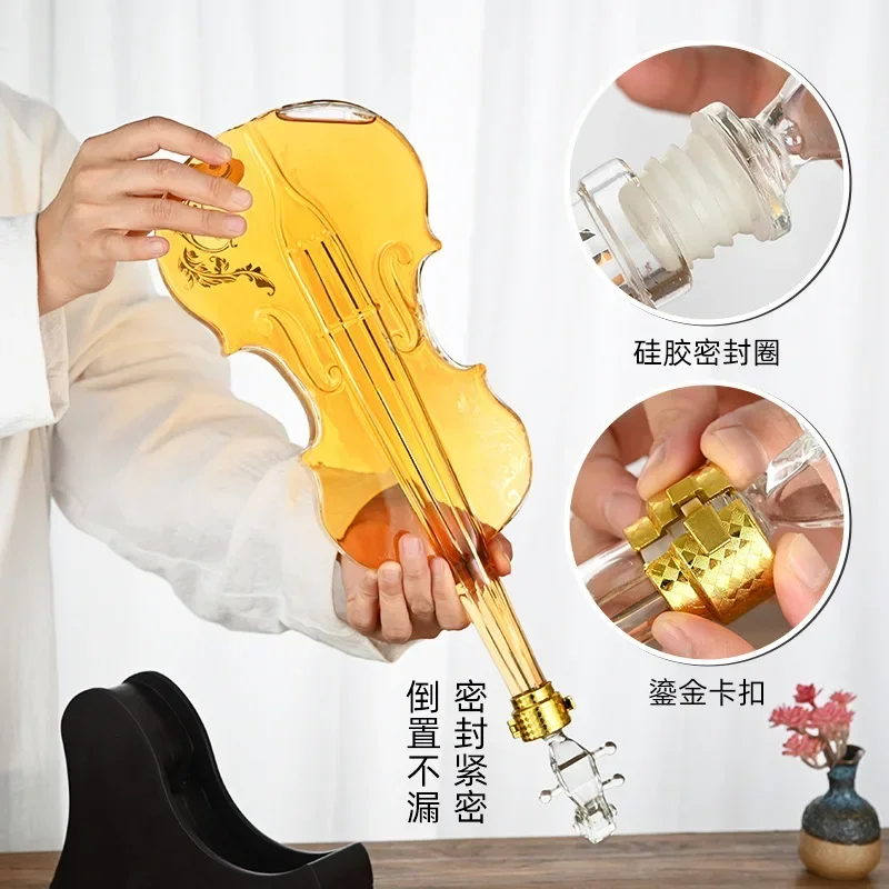 

High Borosilicate Glass Wine Bottle Guitar Violin Decanter Wine Set Thickened Transparent Craft Decanter Bottle Decoration