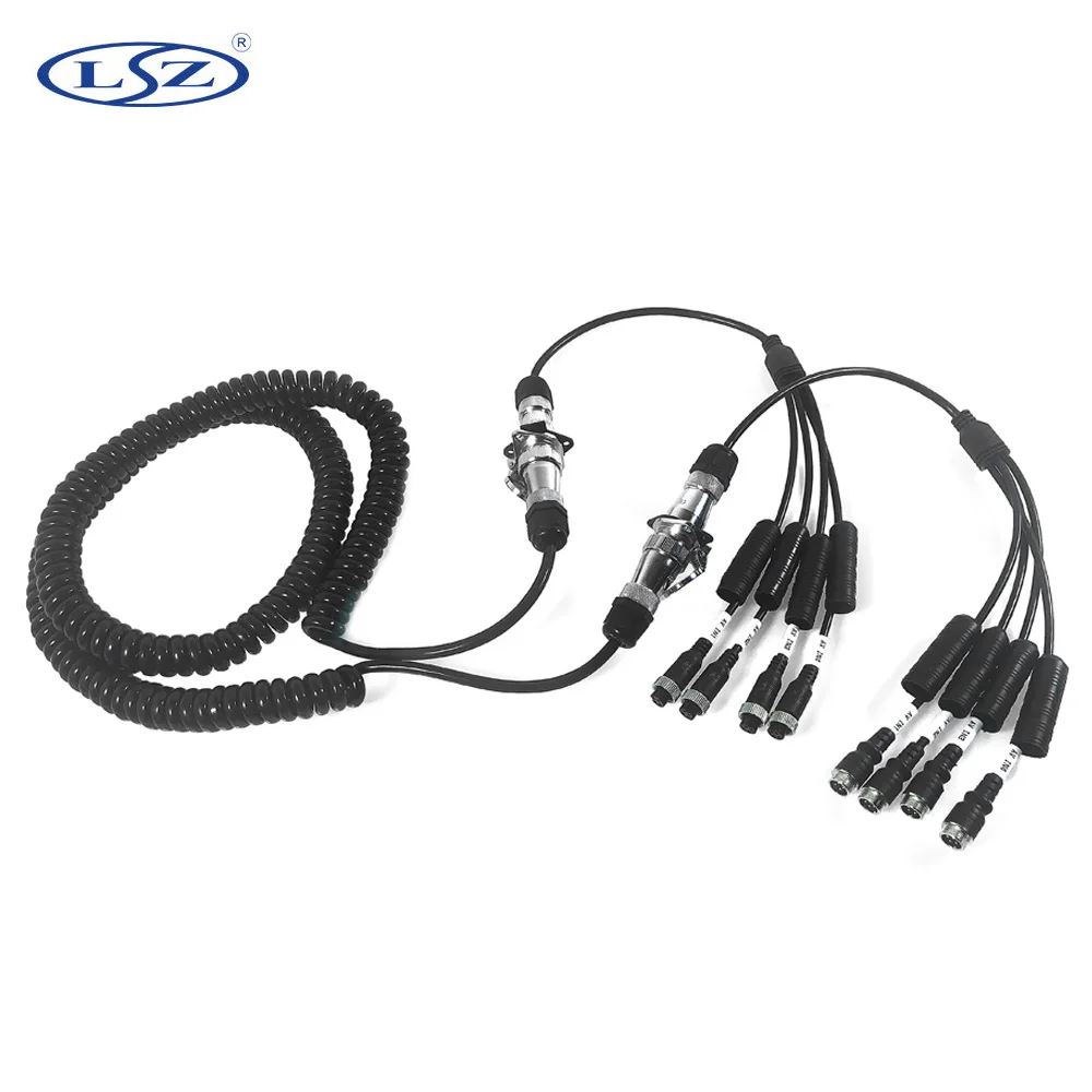LSZ spot 7 core spring wire trailer cable 7 Pin truck electric coiled 4P  aviation connector camera semi-trailer spiral cable - AliExpress