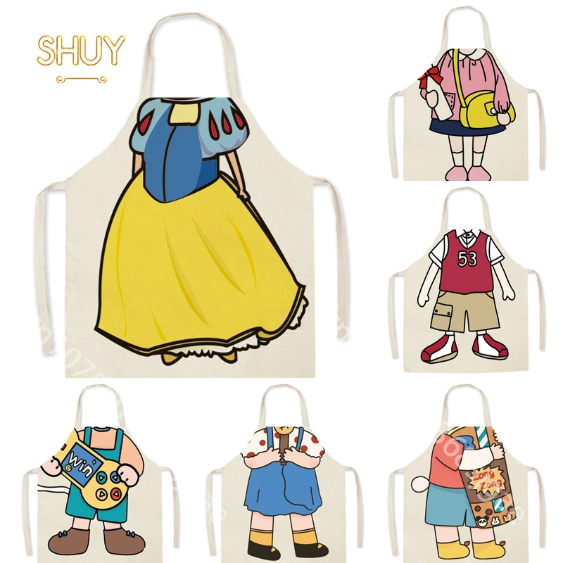 

Cartoon Clothes Printed Apron Kawaii Kitchen Accessories Studio Home Cleaning Cooking Baking Parent-child Bib Kids Aprons Gift
