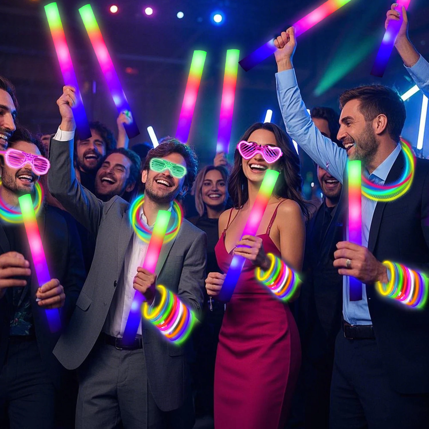 168pcs/Set Glow Party Kit, including 12 LED Glasses, 16 Foam Glow Sticks, 40 Finger Lights, 100 Glow Sticks, suitable for weddin