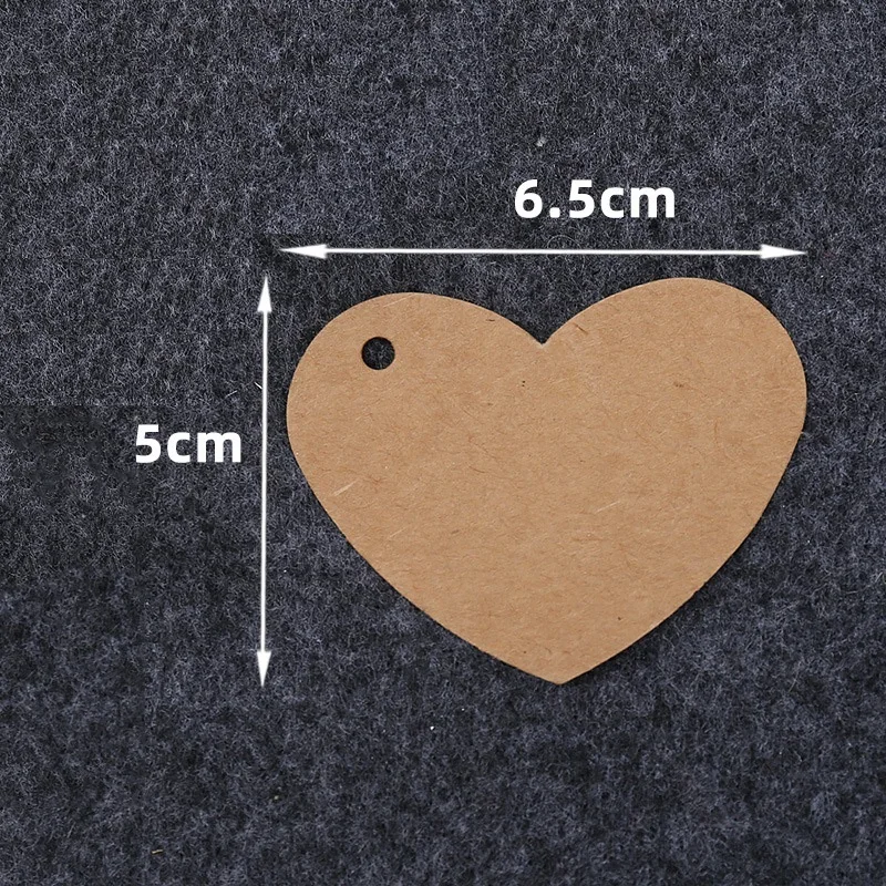 Description Picture 4 of item100pcs Heart Shaped Paper Tags Christmas Gift Packaging Hang Tag Kraft Paper Cards Labels Garment Shoes Bags Packing Accessories