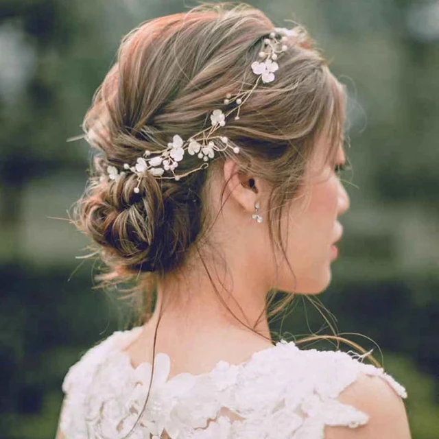 Fascia Capelli Sposa Con Fiore Di Vite - Argento, Perle E Cristalli, Accessorio Matrimonio - Foto 2