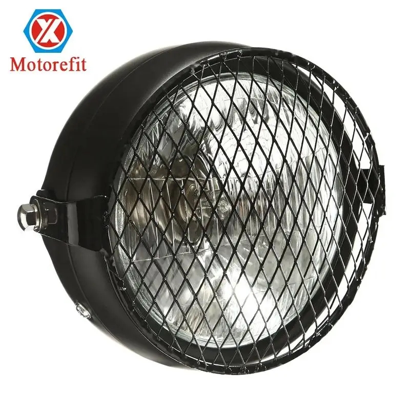 

Universal 6.5" headlight motorcycle Grill Vintage Motorcycle Side Mount Headlight Cafe Racer Bobber Old School
