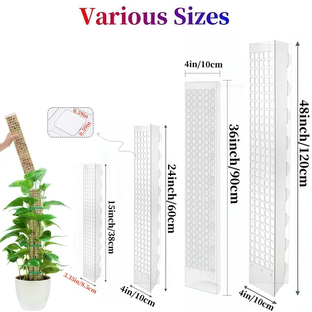 24/36/48Inch Climbing Plant Water Moss Column Indoor Plastic Moss Pole for Sphagnum Support Potted Plants Sticks Growth Garden 3