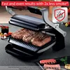 Stainless Steel Electric Grill 4 Servings 6 Automatic Cooking, Intelligent grilling rare to well-done,Nonstick Removable Plates 4