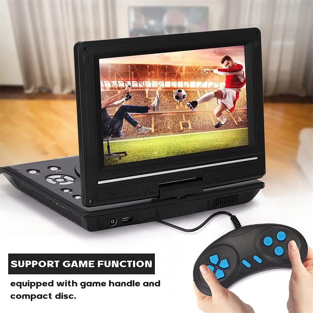 9 8 Portable DVD Player HD Video Player AV Input Output, Car Mini TV Playing Device, US UK EU AU Plug