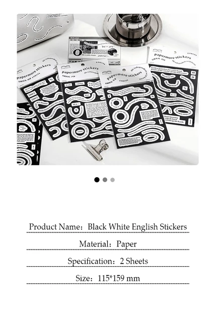 Mohamm 40pcs Black And White Handwritten English Letters Decorative  Stickers For Scrapbooking Diy Collage - Stationery Sticker - AliExpress