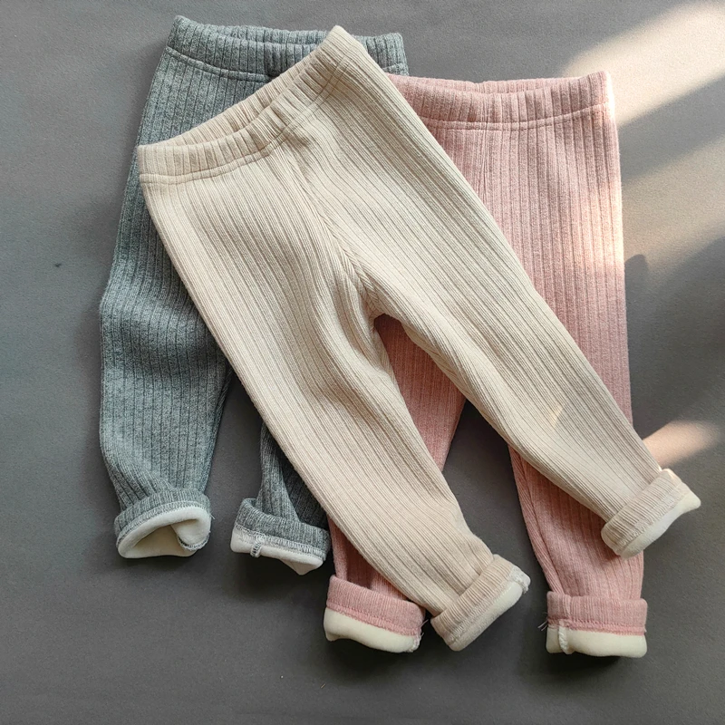 Winter Baby Girls Pants Thicken Warm Fleece Pants for Girls Leggings Children's Elasticity Slim Stripe Trousers girl leggings fleece pants girl skirt trousers kids tights kids middle pants