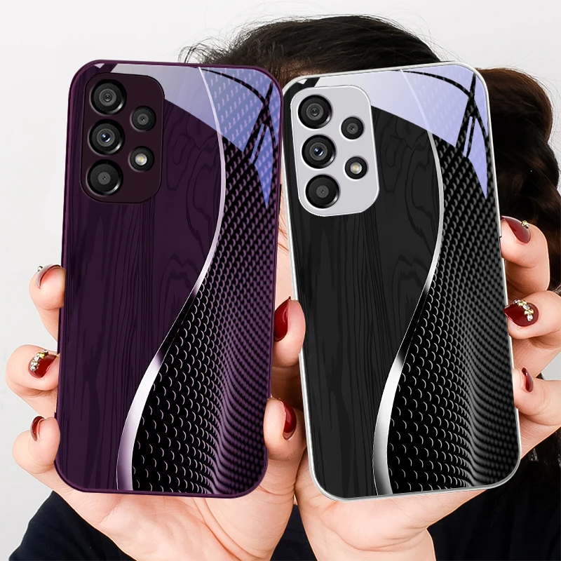 Wood Grain Mesh Black Glass Phone Case