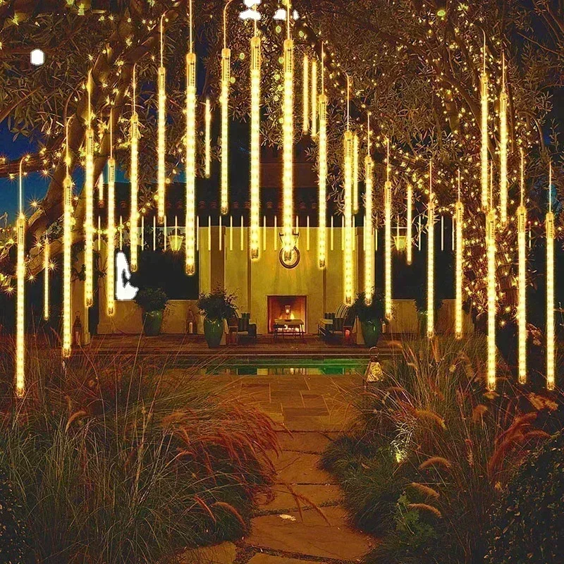 Description Picture 4 of itemChristmas Decor 1/2/3/4 Pcs LED Meteor Shower Fairy String Garland Curtain Lights Outdoor Wedding Street Garden Decor Navidad