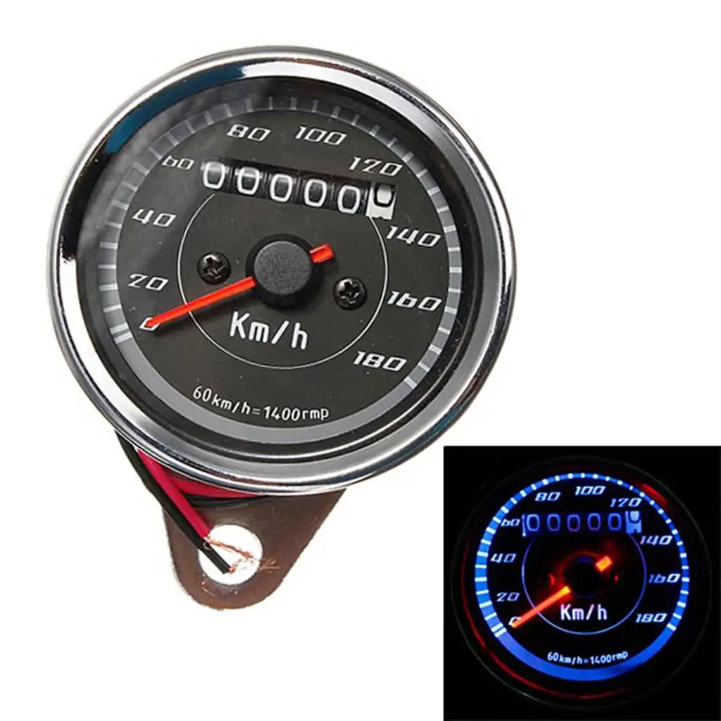 Motorcycle Cafe Racer Speedometer Odometer Gauge 0-180km/h LED Indicator
