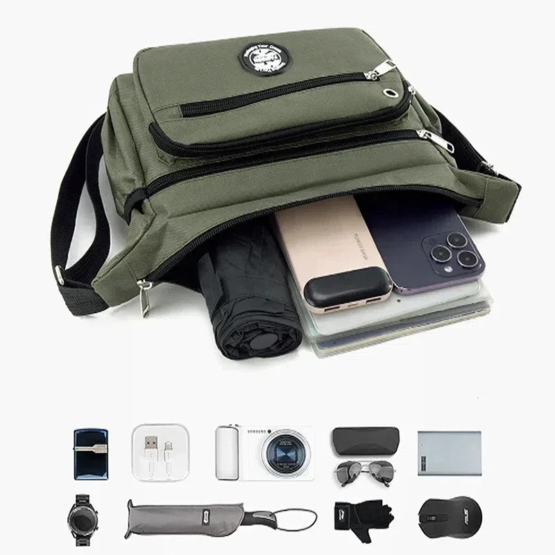 حقيبة كتف عصرية ذات سعة كبيرة مع جيوب متعددة، ومجم...