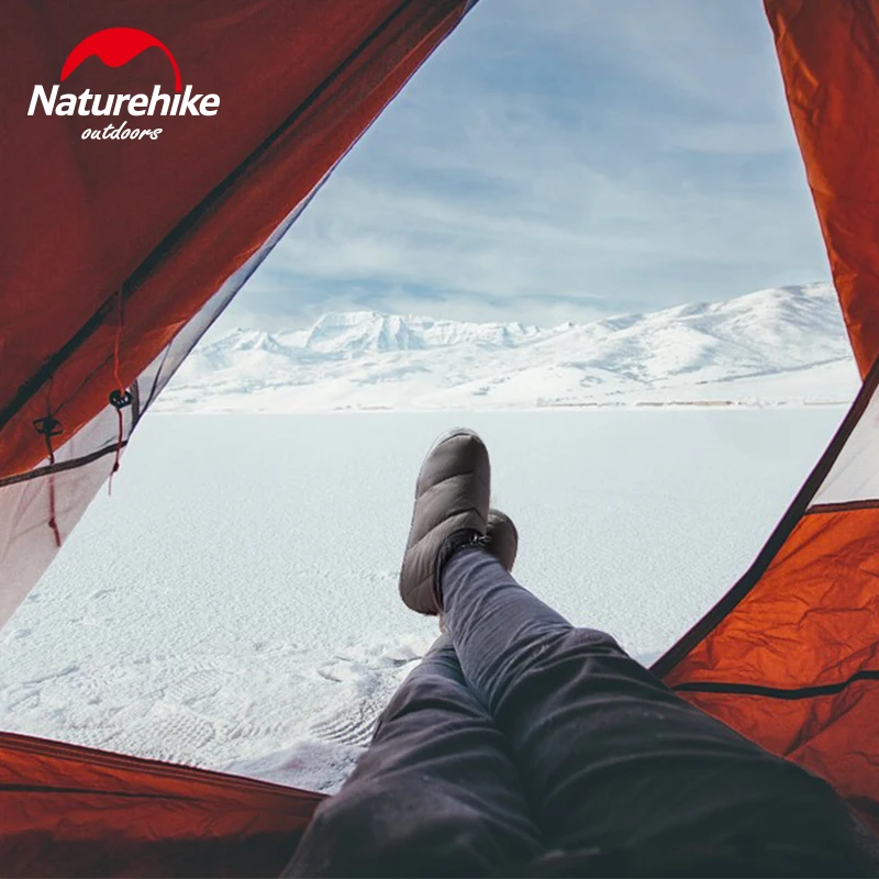 Naturehike Duck Down Camp Shoes Low Top Winter Warm Ultralight Slipper Boots Antiskid Windproof Waterproof Camping Snow Shoes
