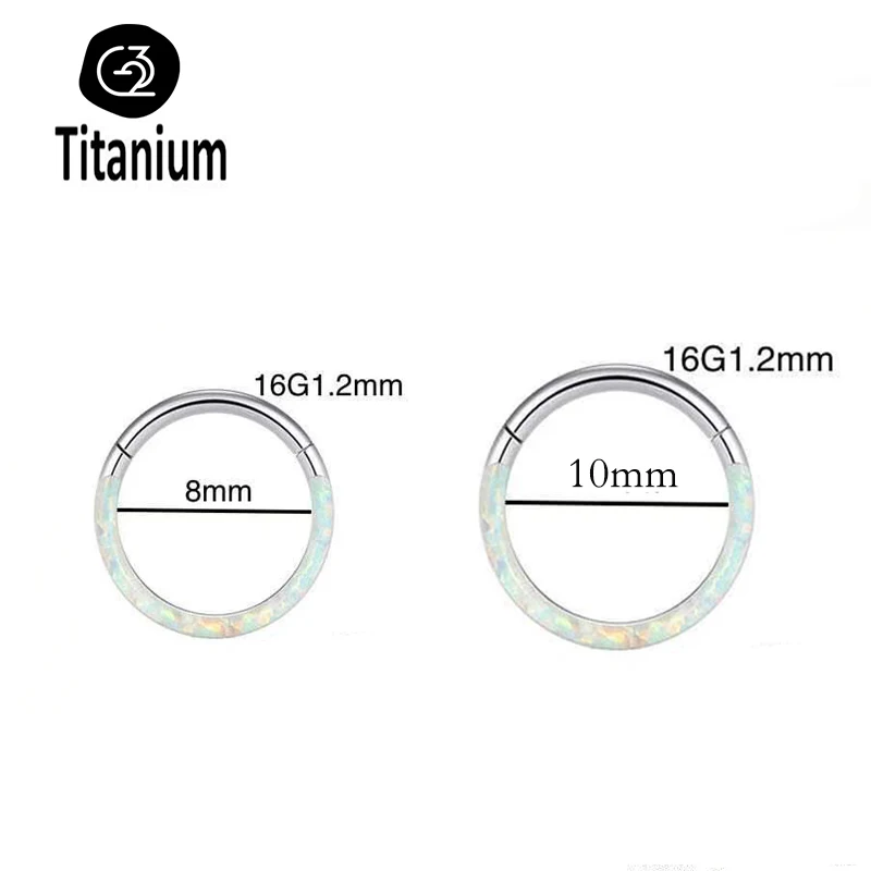 JOJO 1Pc G23 Titanium Opal Earrings Septum Clicker Nose Rings Tragus Cartilage Daith Helix Lip Piercing Hoop Body Jewelry 6-12mm