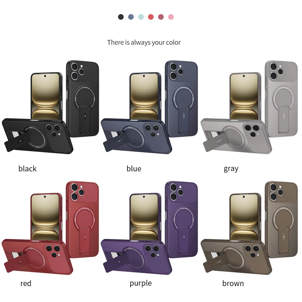 Carbon Fiber Invisible Stand Holder with Built-in Magnetic Ring Case