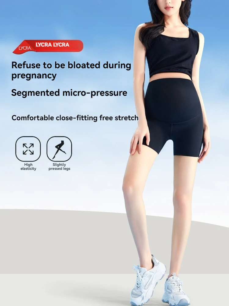 Summer Maternity Safe Pants Wearable Seamless Yoga Pants Anti-exposure Three-quarter Base Shark Pants For Women 4
