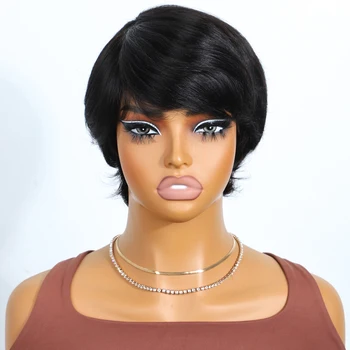 Sleek Short Pixie Cut Human Hair Wigs For Women 100% Real Brazilian Hair Pixie Cut Wigs P4/30  Highlight Colored Short Pixie Cut