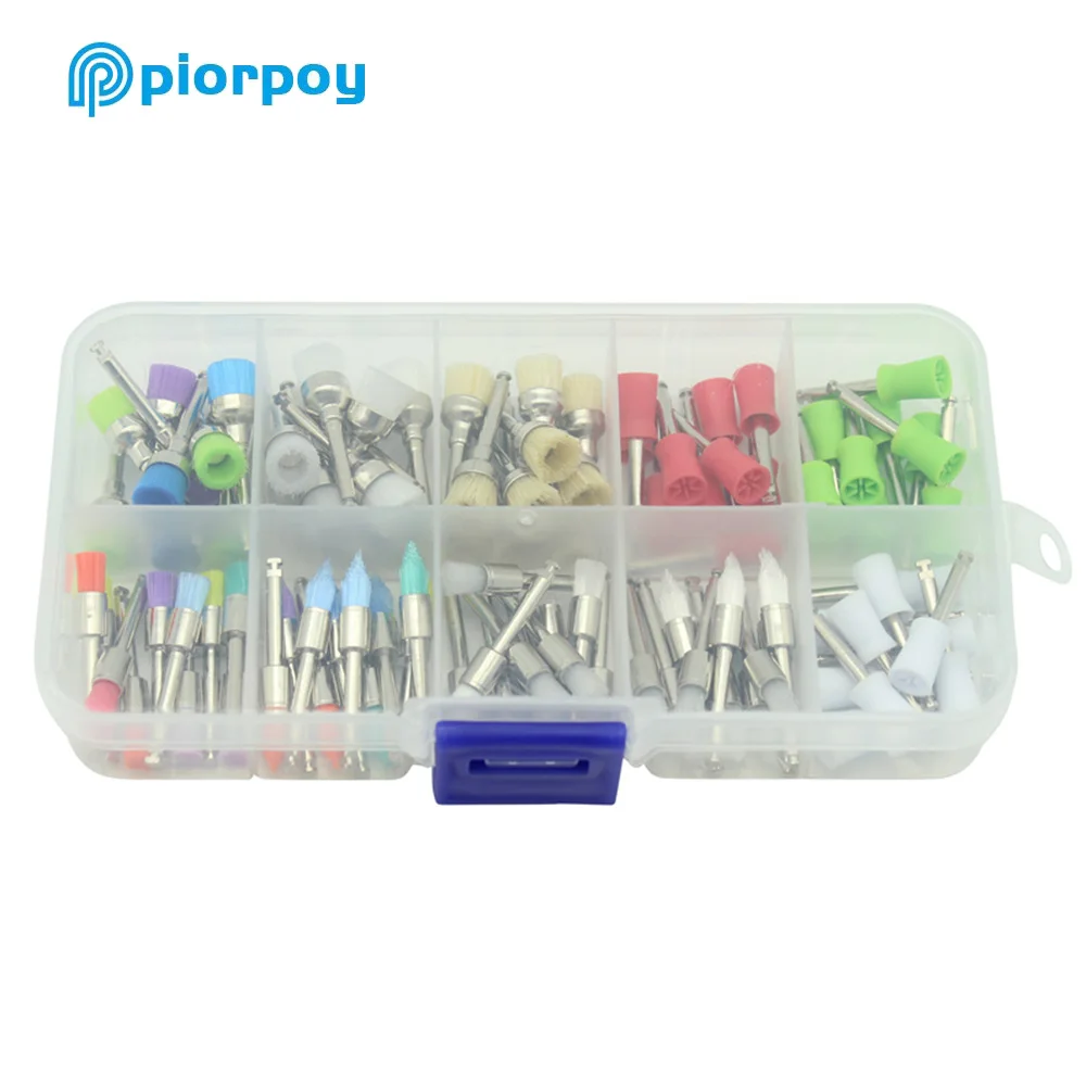 Dental Polishing Prophy Brushes - White Nylon Tapered Cup (100-Pack)