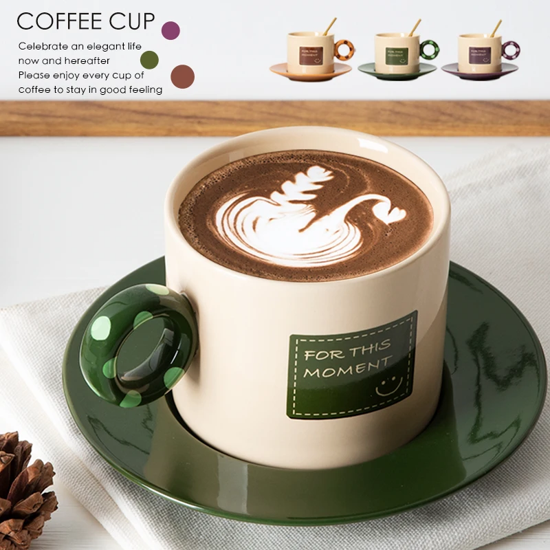 

Korean Wave Ceramic Coffee Cups Saucers Set Afternoon Tea Coffee Mugs and Saucers Set Tableware Gifts for Boys and Girls Tazas