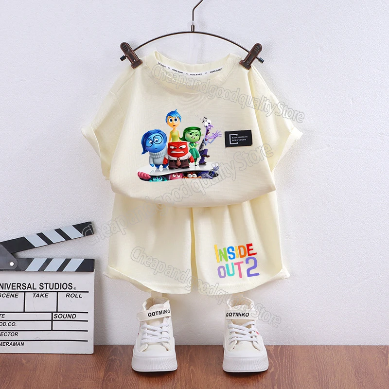 thumbnail image 1 of Conjunto de camiseta de Disney para niños y niñas, ropa de 2 piezas, pantalones cortos de dibujos animados, Camiseta deportiva, chándal de verano, 1 of 5