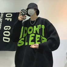 

Letter Print Jumper Sweater Men's Clothes 2020 High Street Kpop Streetwear Unisex Couple Long Sleeve Pullover Vintage Urban Tops