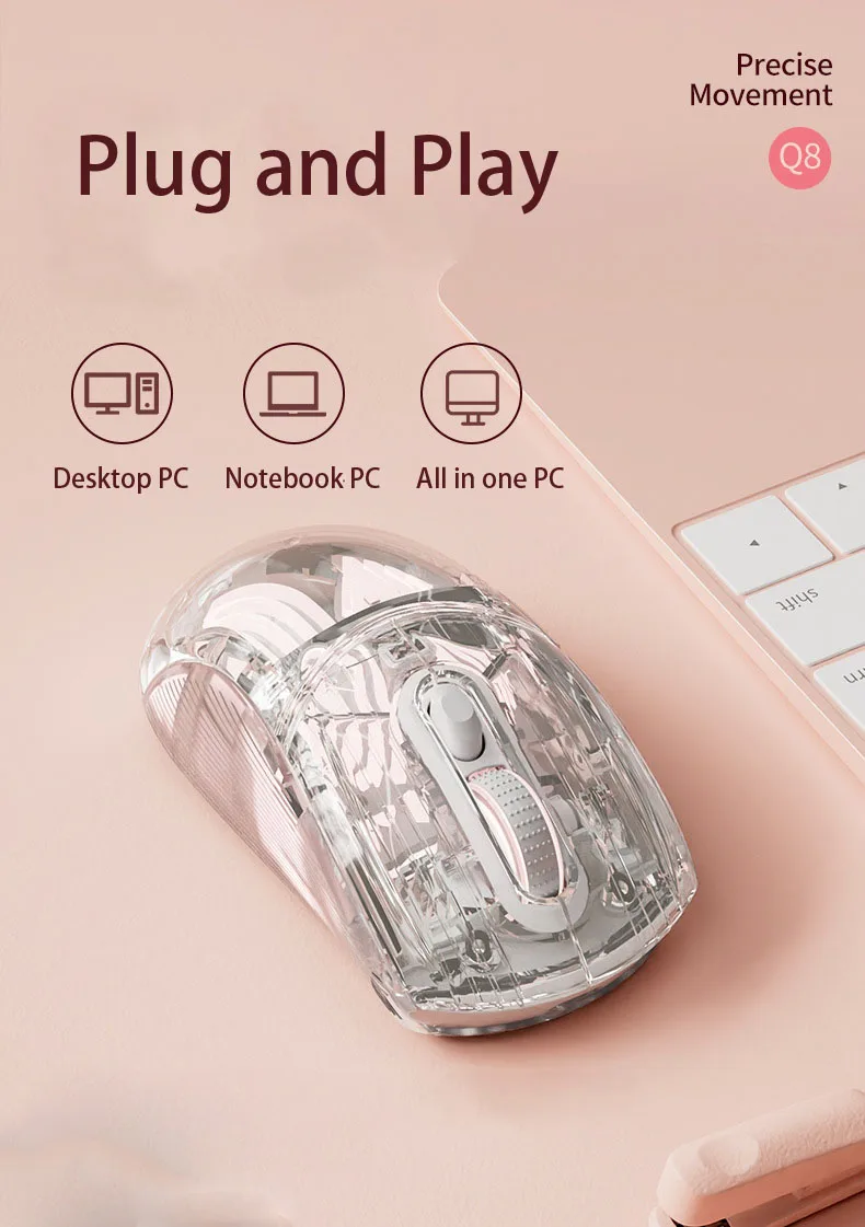 conectividade Tri-Mode, ratos criativos transparentes para laptops, atualização