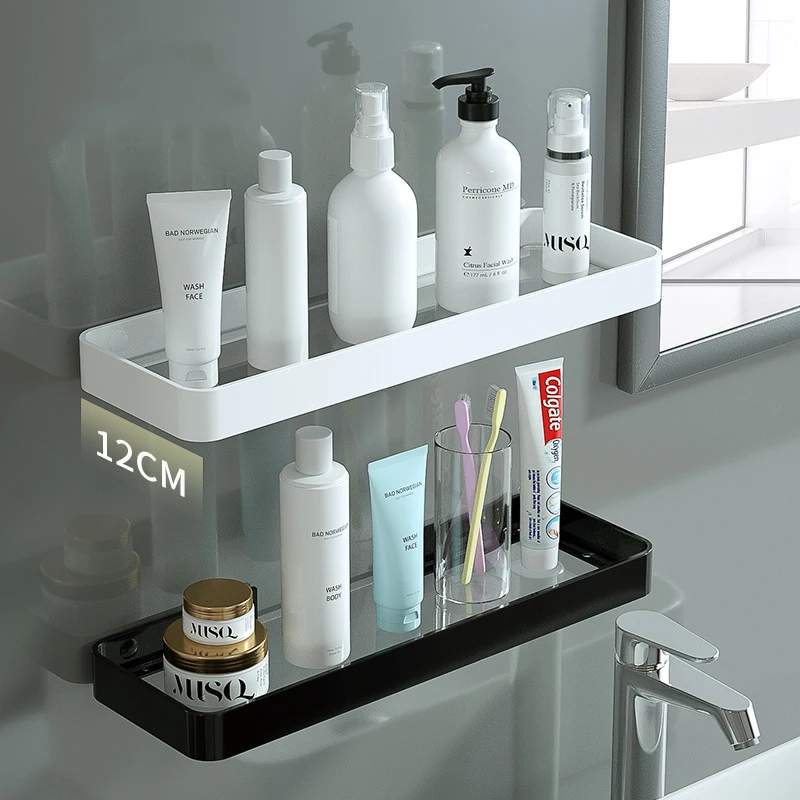 Mensola per bagno bagno in vetro mensola per doccia profumo organizzatore  cosmetico telefono wc mensole angolari supporto da cucina in alluminio -  AliExpress