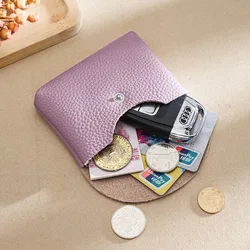 Elegant Women's Genuine Leather Compact Wallet and Coin Purse (Purple single Layer)